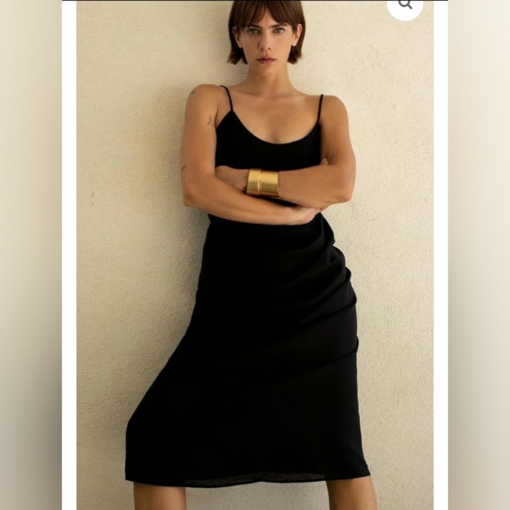 Zara ZW Collection Linen Blend Midi Dress - Picture 3 of 4